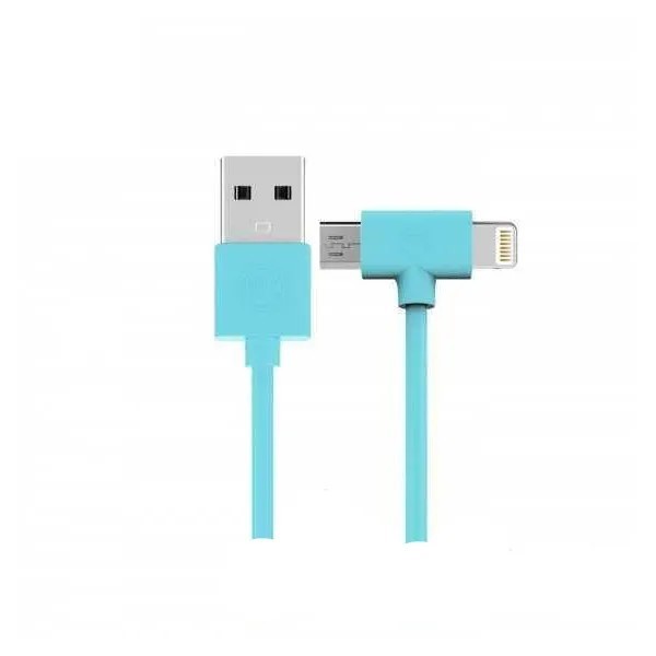 Купить ᐈ Кривой Рог ᐈ Низкая цена ᐈ Кабель WK WDC-008 Axe USB - Lightning + micro USB (M/M), 1 м, Blue (6970349287308)