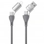 Купить ᐈ Кривой Рог ᐈ Низкая цена ᐈ Кабель WK WDC-112 4-in-1 USB + USB Type-C - USB Type-C + Lightning (M/M), 1 м, Silver (69410