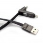 Купить ᐈ Кривой Рог ᐈ Низкая цена ᐈ Кабель Remax RC-042t Strive USB - Lightning + micro USB (M/M), 1 м, Black (6954851272939)