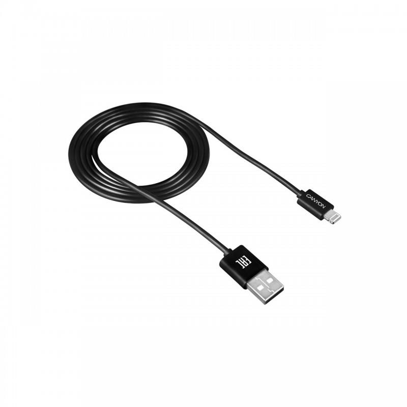 Купить ᐈ Кривой Рог ᐈ Низкая цена ᐈ Кабель Canyon USB - Lightning 1м, Black (CNE-CFI1B)
