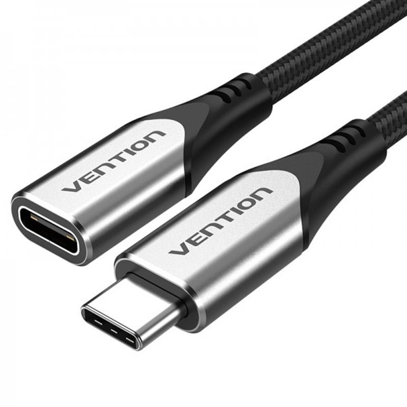 Купить ᐈ Кривой Рог ᐈ Низкая цена ᐈ Удлинитель Vention USB Type-C - USB Type-C (M/F), 0.5 м, Silver/Black (TABHD)