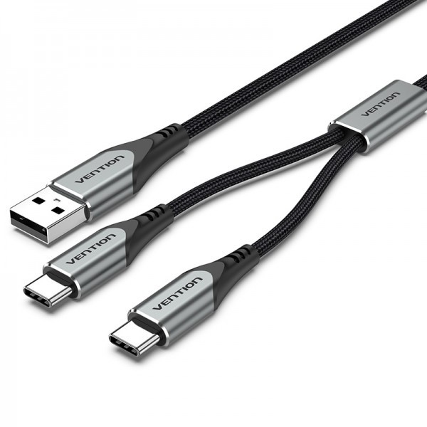 Купить ᐈ Кривой Рог ᐈ Низкая цена ᐈ Кабель Vention USB - 2xUSB Type-C (M/M), 0.5 м, Grey (CQOHD)