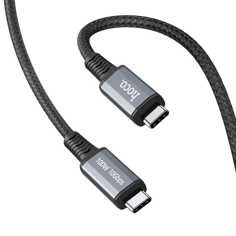Купить ᐈ Кривой Рог ᐈ Низкая цена ᐈ Кабель Hoco US01 USB Type-C - USB Type-C (10Gbps), 100W, 1.2 м, Black (US0112B)