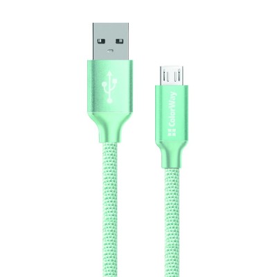 Купить ᐈ Кривой Рог ᐈ Низкая цена ᐈ Кабель ColorWay USB - micro USB (M/M), 1 м, Mint (CW-CBUM002-MT)