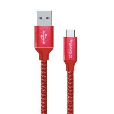 Купить ᐈ Кривой Рог ᐈ Низкая цена ᐈ Кабель ColorWay USB - USB Type-C (M/M), 2.4 А, 2 м, Red (CW-CBUC008-RD)