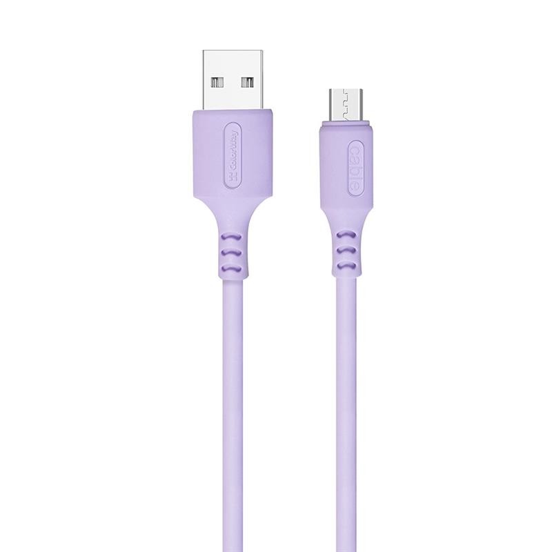 Купить ᐈ Кривой Рог ᐈ Низкая цена ᐈ Кабель ColorWay USB - micro USB (M/M), soft silicone, 2.4 А, 1 м, Purple (CW-CBUM044-PU)
