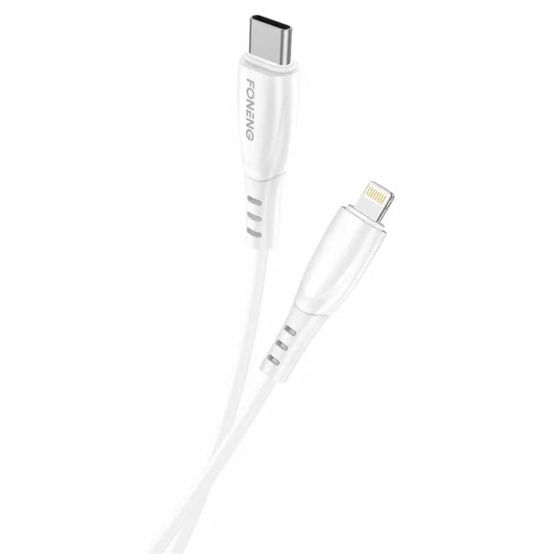 Купить ᐈ Кривой Рог ᐈ Низкая цена ᐈ Кабель Foneng X75 USB-C - Lightning, 1 м, White (X75-CA-TCIP)