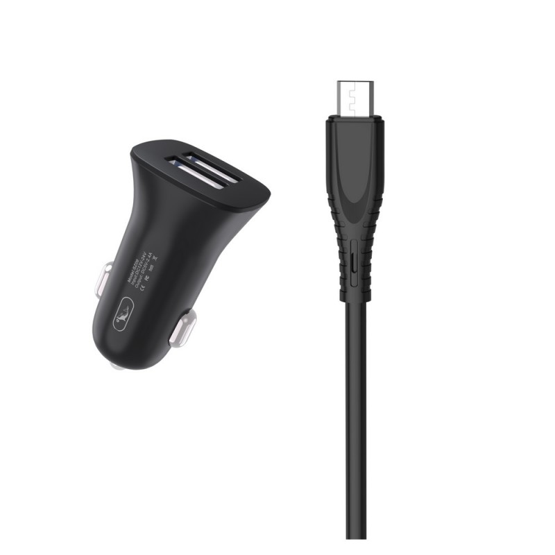 Купить ᐈ Кривой Рог ᐈ Низкая цена ᐈ Автомобильное зарядное устройство SkyDolphin SZ09V (2USB, 3.4A) Black (AZP-000111) + кабель 