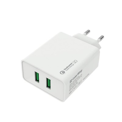 Купить ᐈ Кривой Рог ᐈ Низкая цена ᐈ Сетевое зарядное устройство ColorWay QC3.0 (2USBx3A) White (CW-CHS017Q-WT)