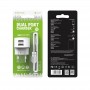 Купить ᐈ Кривой Рог ᐈ Низкая цена ᐈ Сетевое зарядное устройство Borofone BA23A Brilliant (2USB, 2.4А) White (BA23ALW) + кабель L