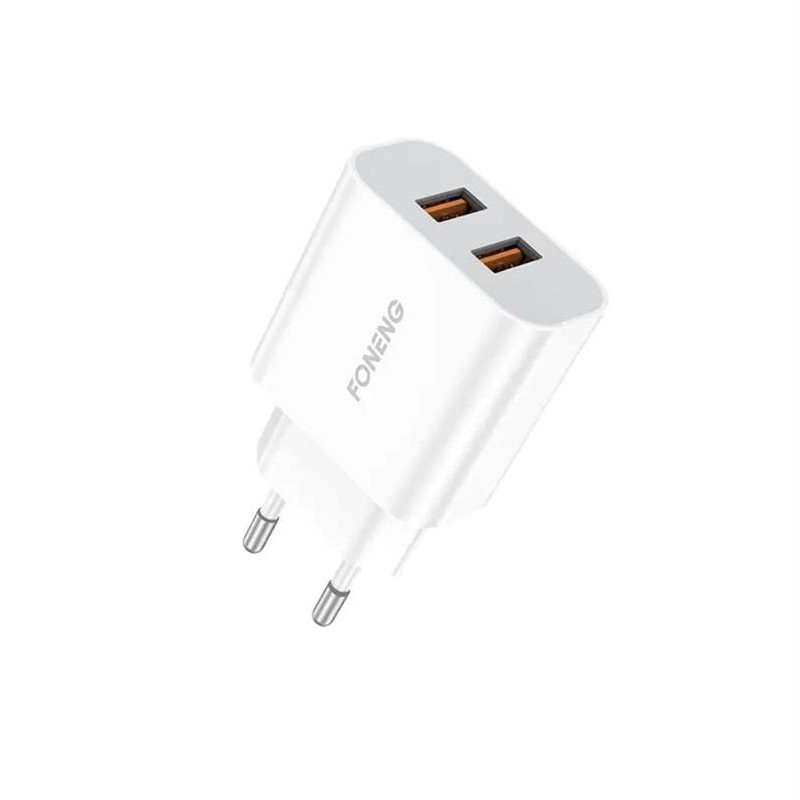 Купить ᐈ Кривой Рог ᐈ Низкая цена ᐈ Сетевое зарядное устройство Foneng EU45 Dual USB Charger (2USBх2.4A) White (EU45-CH-TC) + ка