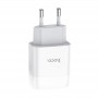 Купить ᐈ Кривой Рог ᐈ Низкая цена ᐈ Зарядное устройство Hoco C72A Glorious (1USB, 2.1А) White (6931474712998) + кабель Lightning