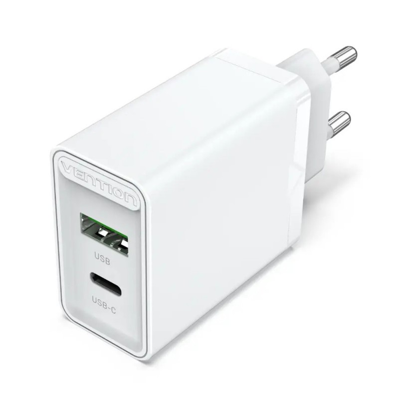 Купить ᐈ Кривой Рог ᐈ Низкая цена ᐈ Сетевое зарядное устройство Vention USB Type C + QC4.0 (18-20W) White (FBBW0-EU)