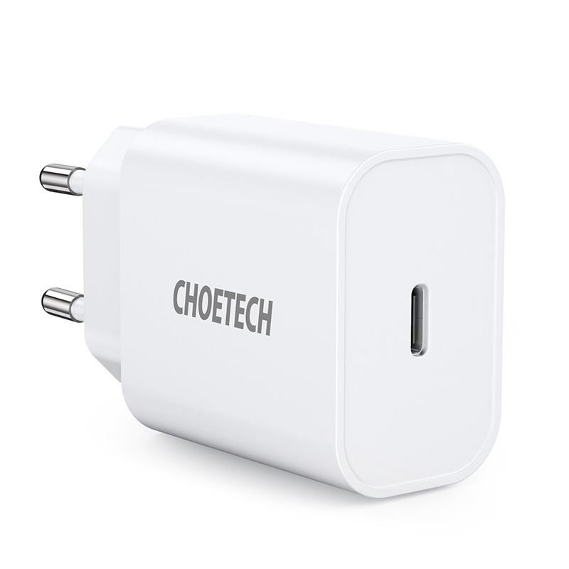 Купить ᐈ Кривой Рог ᐈ Низкая цена ᐈ Сетевое зарядное устройство Choetech (1USBх3A) Type-C PD20W Charger White (Q5004-V5)