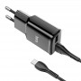 Купить ᐈ Кривой Рог ᐈ Низкая цена ᐈ Сетевое зарядное устройство Hoco C88A (2USB, 2.4А) Black (C88ACB) + кабель Type-C