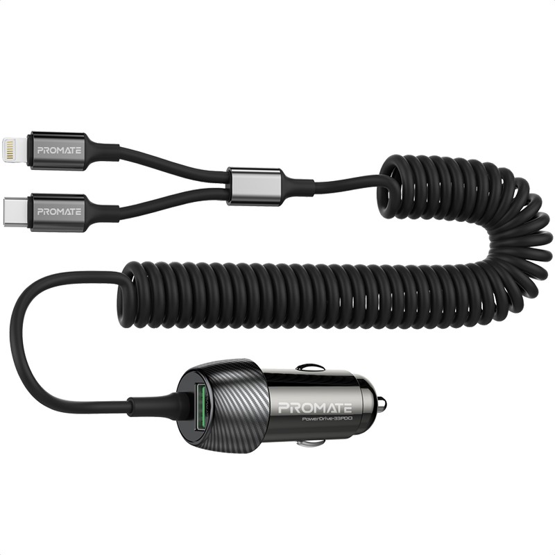 Купить ᐈ Кривой Рог ᐈ Низкая цена ᐈ Автомобильное зарядное устройство Promate PowerDrive-33PDCi Black