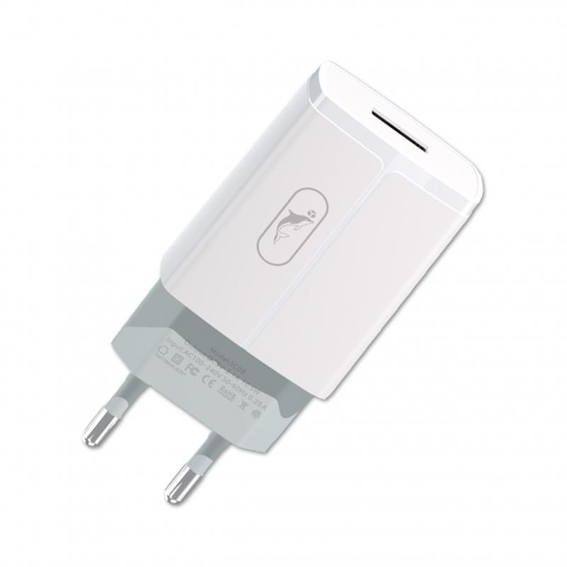 Купить ᐈ Кривой Рог ᐈ Низкая цена ᐈ Сетевое зарядное устройство SkyDolphin SC06 (1USBx2.4A) White (MZP-000177)