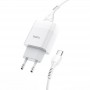 Купить ᐈ Кривой Рог ᐈ Низкая цена ᐈ Зарядное устройство Hoco C73A Glorious (2USB, 2.4А) White (6931474713070) + кабель Type-C