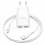 Купить ᐈ Кривой Рог ᐈ Низкая цена ᐈ Сетевое зарядное устройство Hoco C88A (2USB, 2.4А) White (C88AMW) + кабель MicroUSB