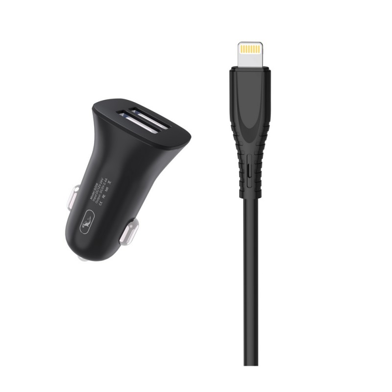 Купить ᐈ Кривой Рог ᐈ Низкая цена ᐈ Автомобильное зарядное устройство SkyDolphin SZ09L (2USB, 3.4A) Black (AZP-000109) + кабель 