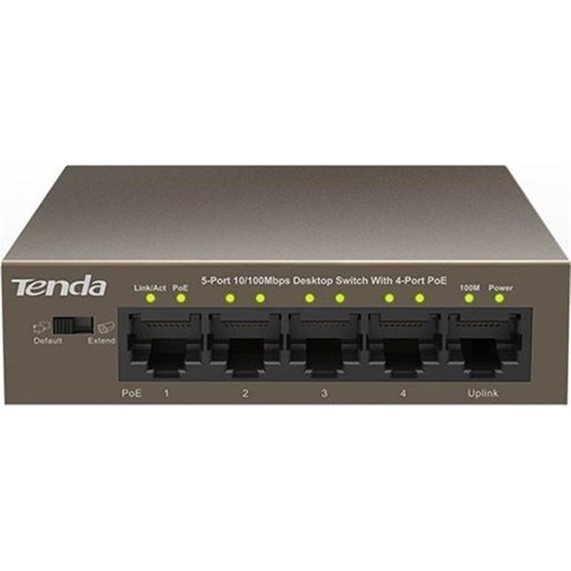 Купить ᐈ Кривой Рог ᐈ Низкая цена ᐈ Коммутатор TENDA TEF1105P-4-63W (1xFE+4xFE PoE, 58Вт max)