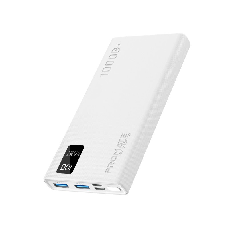 Купить ᐈ Кривой Рог ᐈ Низкая цена ᐈ Универсальная мобильная батарея Promate Bolt-10Pro White 10000mAh