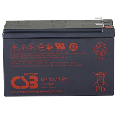Купить ᐈ Кривой Рог ᐈ Низкая цена ᐈ Аккумуляторная батарея CSB 12V 7.2AH (GP1272, 28W) AGM