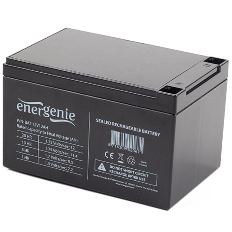 Купить ᐈ Кривой Рог ᐈ Низкая цена ᐈ Аккумуляторная батарея EnerGenie 12V 12AH (BAT-12V12AH) AGM