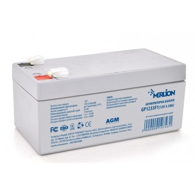 Купить ᐈ Кривой Рог ᐈ Низкая цена ᐈ Аккумуляторная батарея Merlion 12V 3.3AH (GP1233F1/10743) AGM
