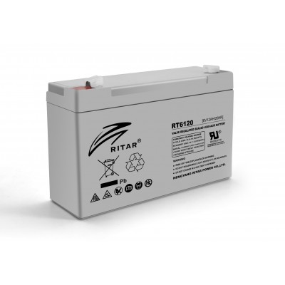 Купить ᐈ Кривой Рог ᐈ Низкая цена ᐈ Аккумуляторная батарея Ritar 6V 12AH Gray Case (RT6120A/02969) AGM