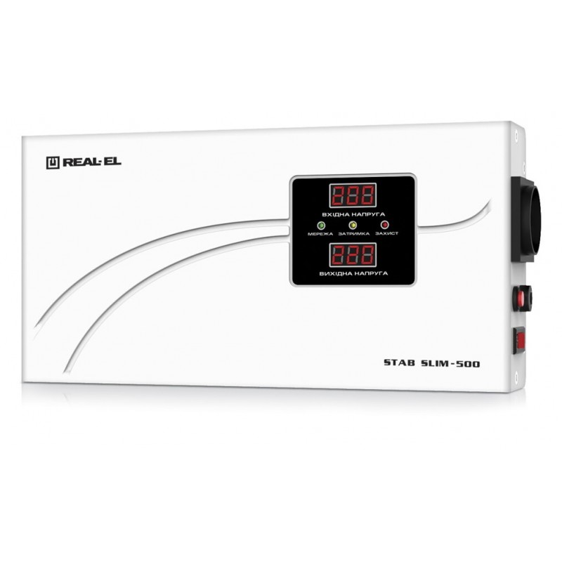 Купить ᐈ Кривой Рог ᐈ Низкая цена ᐈ Стабилизатор REAL-EL STAB SLIM-500 White
