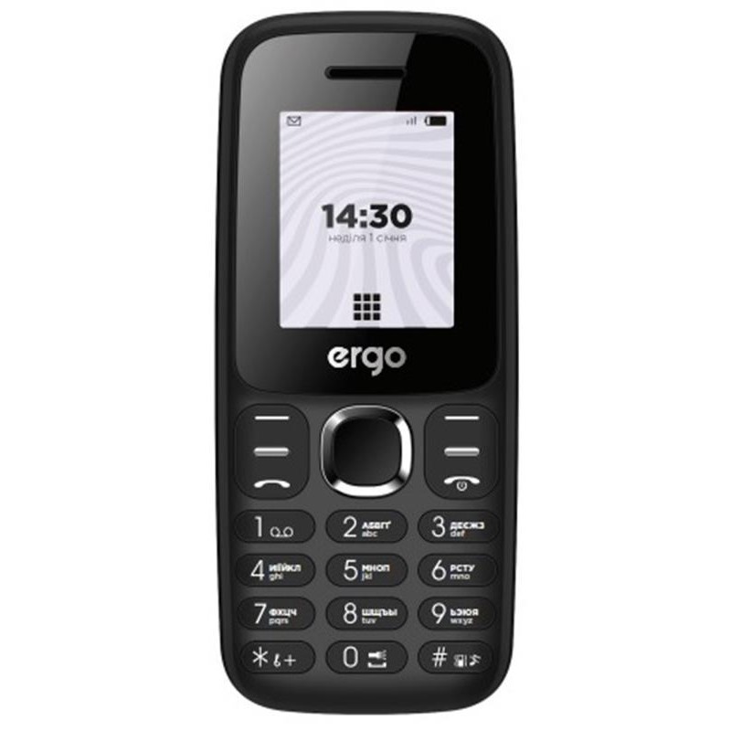 Купить ᐈ Кривой Рог ᐈ Низкая цена ᐈ Мобильный телефон Ergo B184 Dual Sim Black; 1.77" (160х120) TFT / кнопочный моноблок / Media