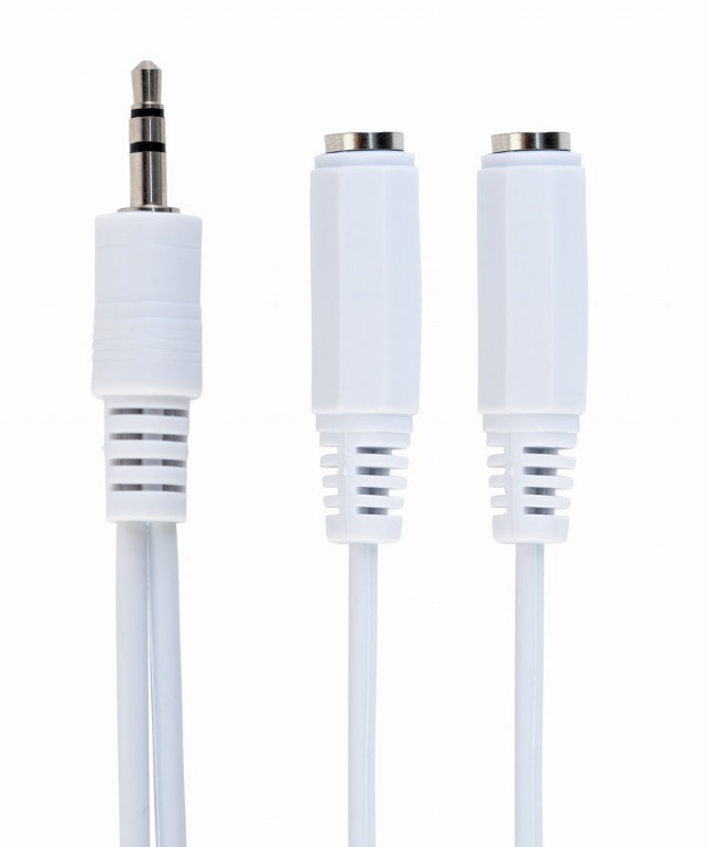 Купить ᐈ Кривой Рог ᐈ Низкая цена ᐈ Аудио-кабель Cablexpert 3.5 мм - 2х3.5 мм (M/F), 0.1 м, White (CCA-415W)