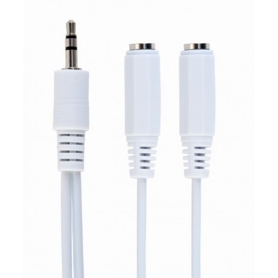 Купить ᐈ Кривой Рог ᐈ Низкая цена ᐈ Аудио-кабель Cablexpert 3.5 мм - 2х3.5 мм (M/F), 0.1 м, White (CCA-415W)