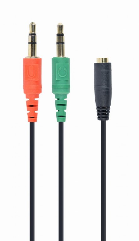Купить ᐈ Кривой Рог ᐈ Низкая цена ᐈ Аудио-кабель Cablexpert 3.5 мм - 2х3.5 мм (F/M), 0.2 м, черный (CCA-418) 