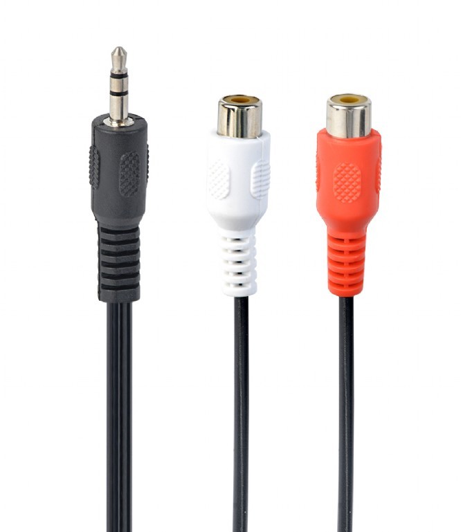 Купить ᐈ Кривой Рог ᐈ Низкая цена ᐈ Аудио-кабель Cablexpert 3.5 мм - 2xRCA (M/F), 0.2 м, черный (CCA-406)