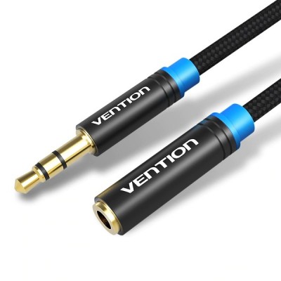 Купить ᐈ Кривой Рог ᐈ Низкая цена ᐈ Кабель Vention Audio 3.5 мм - 3.5 мм (М/F), 2 м, черный (VAB-B06-B200-M)