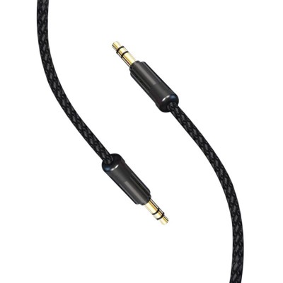 Купить ᐈ Кривой Рог ᐈ Низкая цена ᐈ Аудио-кабель SkyDolphin SR10 Neylon Wire 3.5 мм - 3.5 мм (M/M), 1 м, Black (AUX-000065)