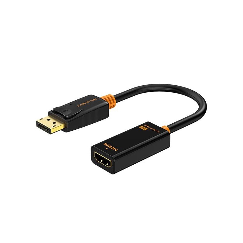 Купить ᐈ Кривой Рог ᐈ Низкая цена ᐈ Переходник Сabletime DisplayPort – HDMI V 2.0 (M/F), 0.2 м, (1920*1080p)/60HZ, Black (CP22B)