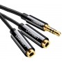 Купить ᐈ Кривой Рог ᐈ Низкая цена ᐈ Аудио-кабель Ugreen AV134 3.5 мм - 2х3.5 мм (M/F), 0.2 м, черный (UGR-20816)