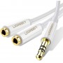 Купить ᐈ Кривой Рог ᐈ Низкая цена ᐈ Аудио-кабель Ugreen AV134 3.5 мм - 2х3.5 мм (M/F), 0.2 м, белый (UGR-10739)