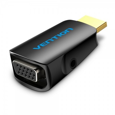 Купить ᐈ Кривой Рог ᐈ Низкая цена ᐈ Адаптер Vention HDMI - VGA-3.5мм (M/F), Black (AIDB0)