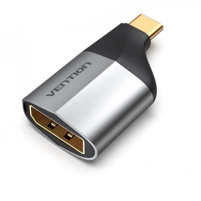 Купить ᐈ Кривой Рог ᐈ Низкая цена ᐈ Адаптер Vention DisplayPort - USB Type-C (F/M), Black/Silver (TCCH0)