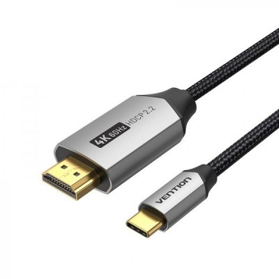 Купить ᐈ Кривой Рог ᐈ Низкая цена ᐈ Кабель Vention USB Type-C - HDMI V 2.0, (M/M), 1 м, Grey (CRBBF)