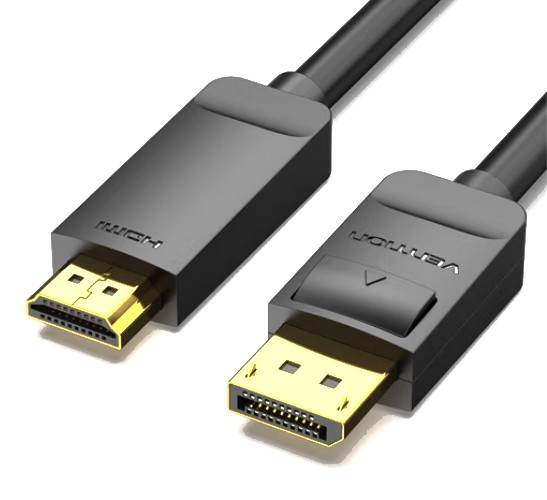 Купить ᐈ Кривой Рог ᐈ Низкая цена ᐈ Кабель Vention DisplayPort - HDMI (M/M), 5 м, Black (HAGBJ)