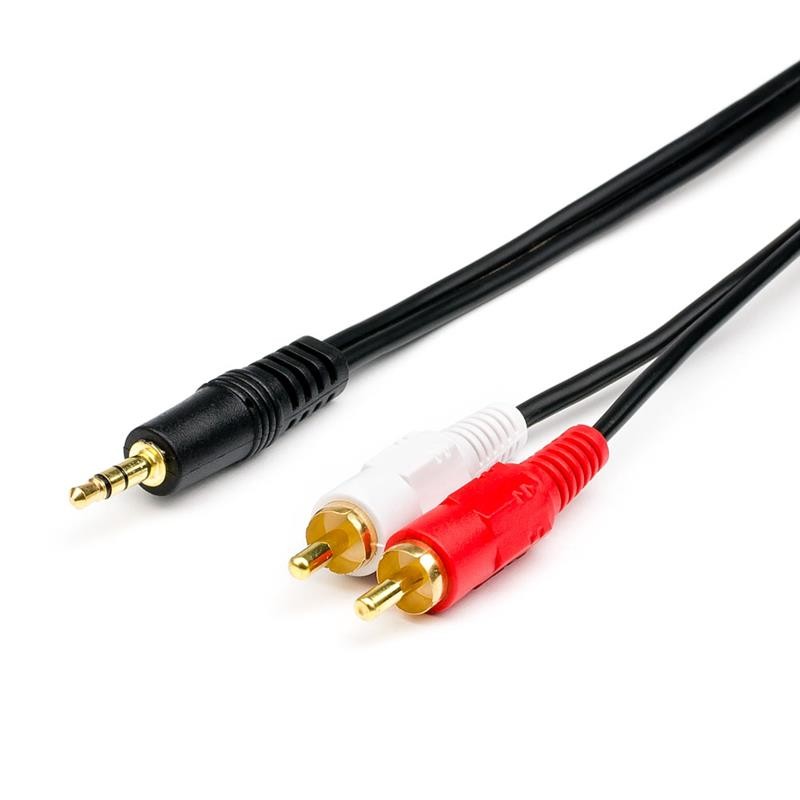 Купить ᐈ Кривой Рог ᐈ Низкая цена ᐈ Аудио-кабель  Atcom (10708) mini-jack 3.5мм(M)-2xRCA-тюльпан(M) 3м пакет
