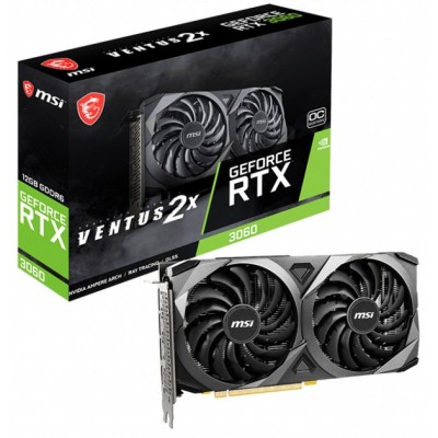 Відеокарта GF RTX 3060 12GB GDDR6 Ventus 2X OC MSI (GeForce RTX 3060 VENTUS 2X 12G OC) (LHR)