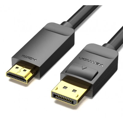 Купить ᐈ Кривой Рог ᐈ Низкая цена ᐈ Кабель Vention DisplayPort - HDMI (M/M), 3 м, Black (HAGBI)