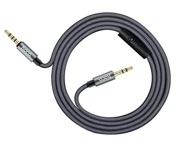 Купить ᐈ Кривой Рог ᐈ Низкая цена ᐈ Аудио-кабель Hoco UPA04 3.5 мм - 3.5 мм (M/M), 1 м, серый (UPA04G)