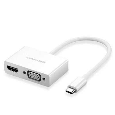 Купить ᐈ Кривой Рог ᐈ Низкая цена ᐈ Адаптер Ugreen MM123 HDMI+VGA - USB Type-C (F/M), White (30843)